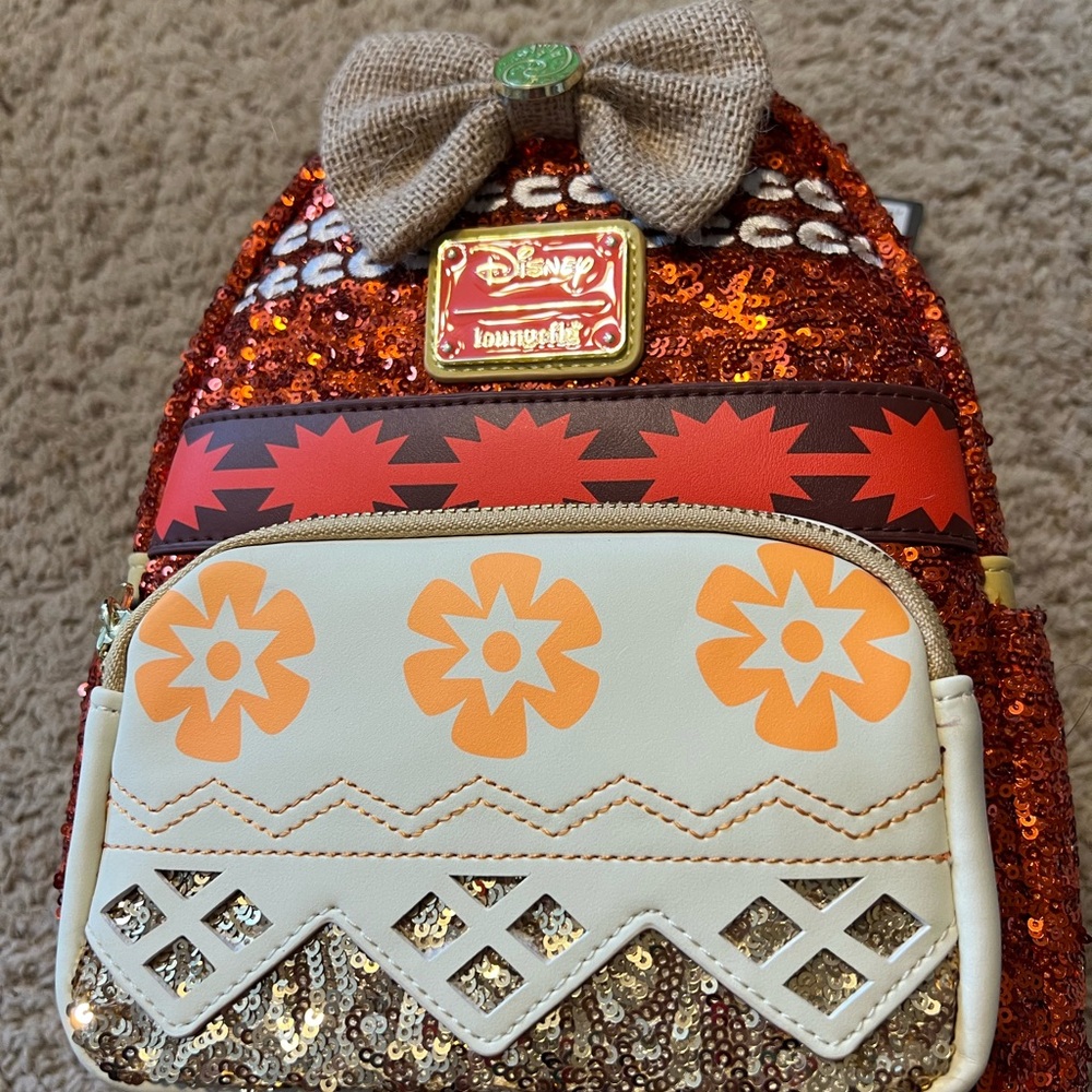 Disney Moana Red and Orange Sequin Backpack with Bow